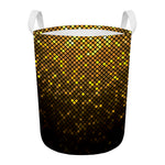 Gold Disco Lights Pattern Print Round Laundry Basket