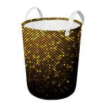 Gold Disco Lights Pattern Print Round Laundry Basket