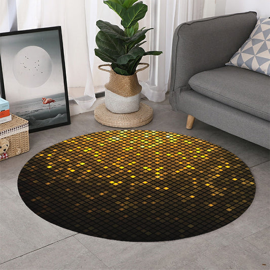 Gold Disco Lights Pattern Print Round Rug