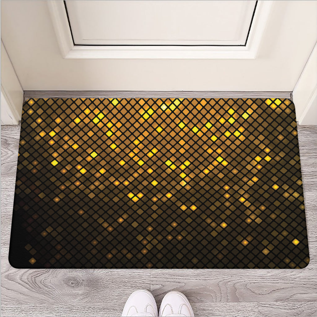 Gold Disco Lights Pattern Print Rubber Doormat