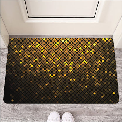Gold Disco Lights Pattern Print Rubber Doormat