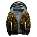 Gold Disco Lights Pattern Print Sherpa Lined Zip Up Hoodie