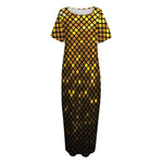 Gold Disco Lights Pattern Print Short Sleeve Long Nightdress