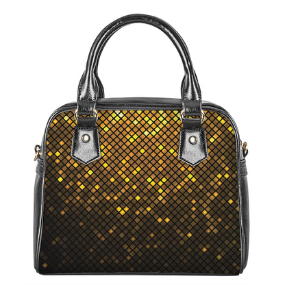 Gold Disco Lights Pattern Print Shoulder Handbag