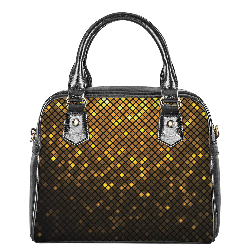 Gold Disco Lights Pattern Print Shoulder Handbag