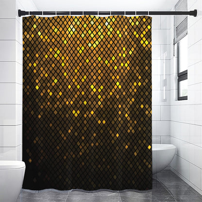 Gold Disco Lights Pattern Print Shower Curtain