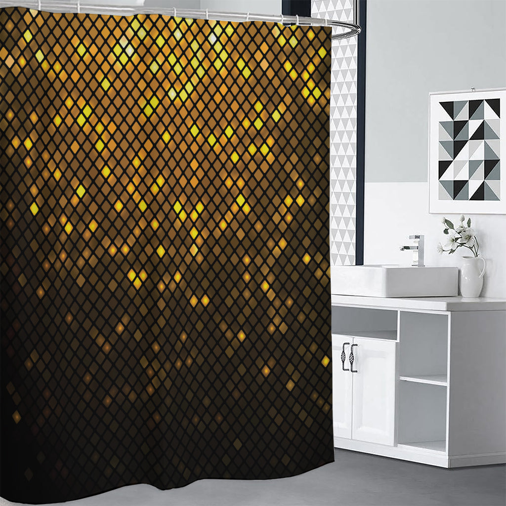 Gold Disco Lights Pattern Print Shower Curtain