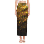 Gold Disco Lights Pattern Print Side Slit Maxi Skirt