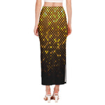 Gold Disco Lights Pattern Print Side Slit Maxi Skirt