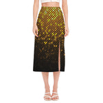 Gold Disco Lights Pattern Print Side Slit Midi Skirt