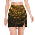 Gold Disco Lights Pattern Print Side Slit Mini Skirt