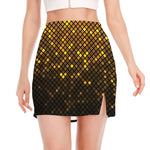 Gold Disco Lights Pattern Print Side Slit Mini Skirt