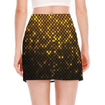Gold Disco Lights Pattern Print Side Slit Mini Skirt