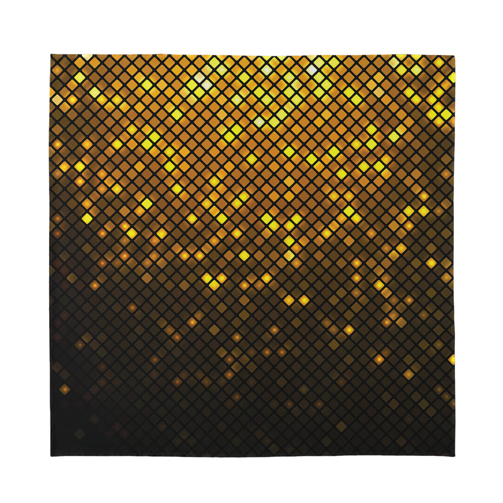 Gold Disco Lights Pattern Print Silk Bandana