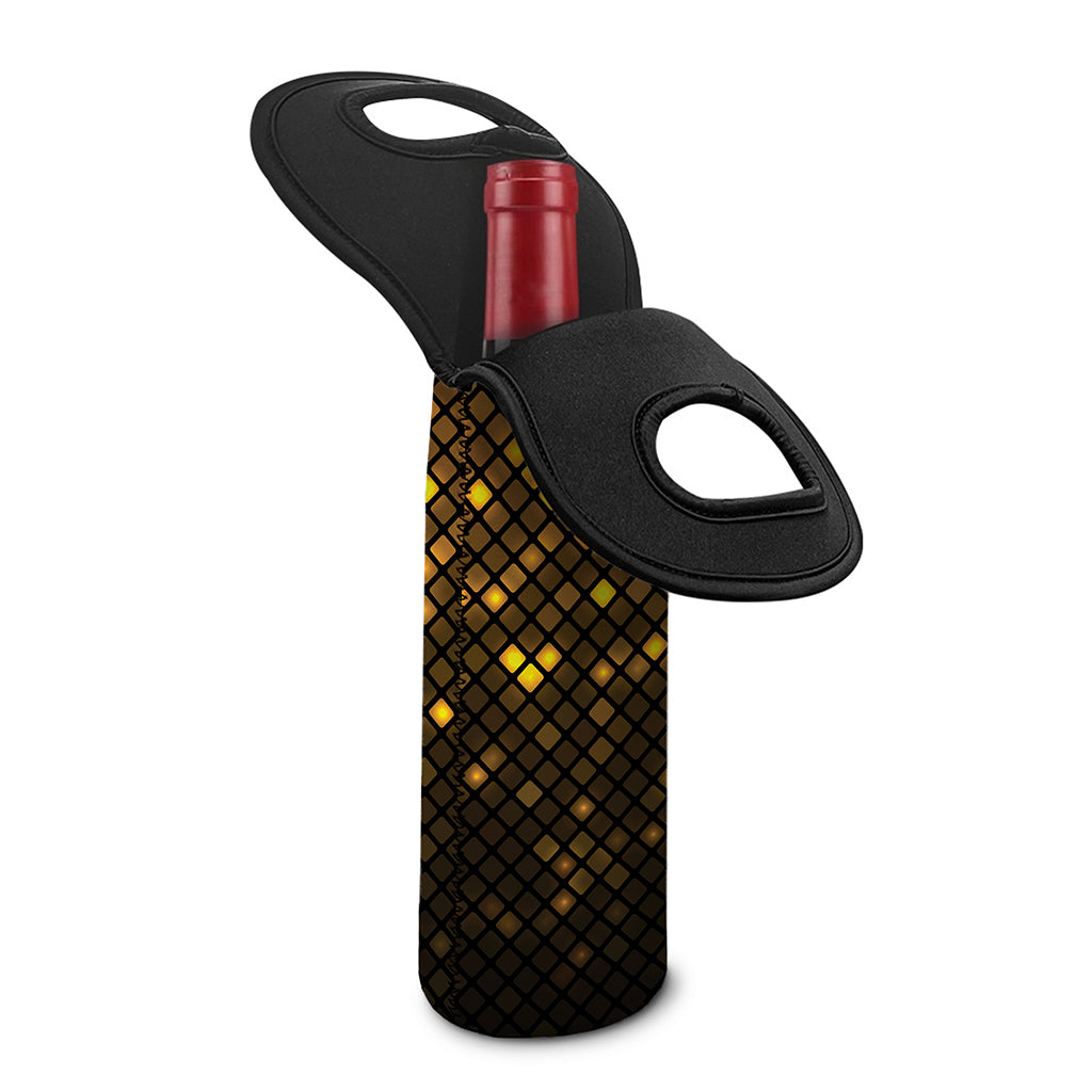 Gold Disco Lights Pattern Print Single Neoprene Wine Tote
