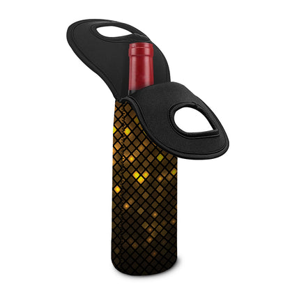 Gold Disco Lights Pattern Print Single Neoprene Wine Tote