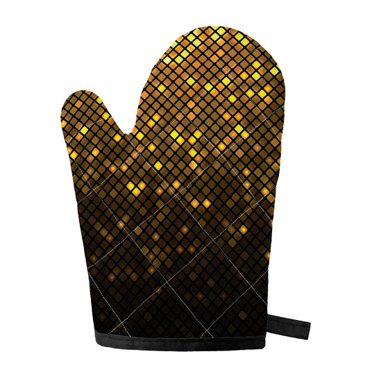 Gold Disco Lights Pattern Print Single Oven Mitt