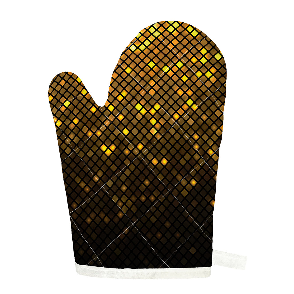 Gold Disco Lights Pattern Print Single Oven Mitt