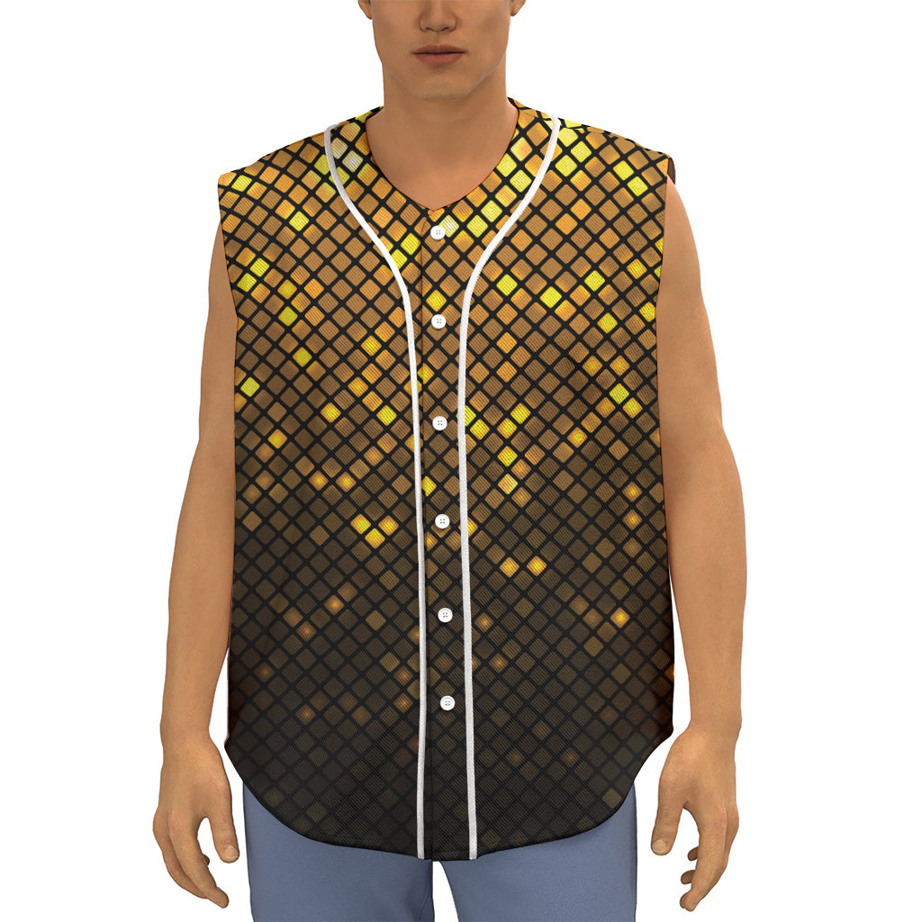 Gold Disco Lights Pattern Print Sleeveless Baseball Jersey