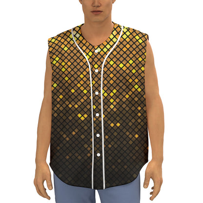 Gold Disco Lights Pattern Print Sleeveless Baseball Jersey