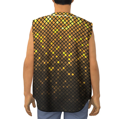 Gold Disco Lights Pattern Print Sleeveless Baseball Jersey
