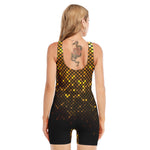 Gold Disco Lights Pattern Print Sleeveless One Piece Swimsuit