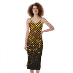 Gold Disco Lights Pattern Print Slim Fit Midi Cami Dress