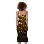Gold Disco Lights Pattern Print Slim Fit Midi Cami Dress