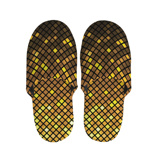 Gold Disco Lights Pattern Print Slippers