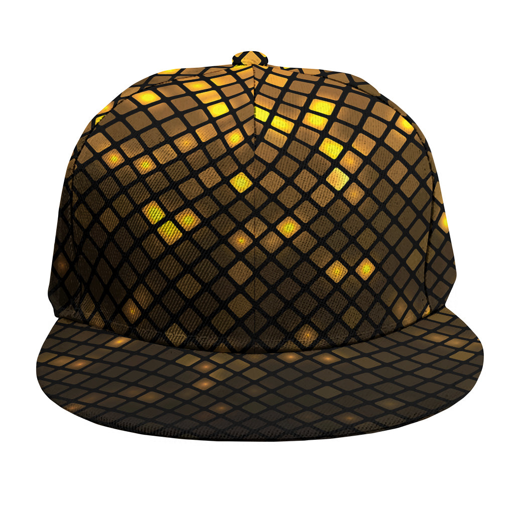 Gold Disco Lights Pattern Print Snapback Cap