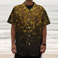 Gold Disco Lights Pattern Print Textured Short Sleeve Shirt