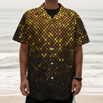 Gold Disco Lights Pattern Print Textured Short Sleeve Shirt