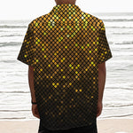 Gold Disco Lights Pattern Print Textured Short Sleeve Shirt