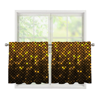 Gold Disco Lights Pattern Print Tier Curtains