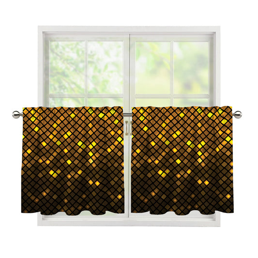 Gold Disco Lights Pattern Print Tier Curtains