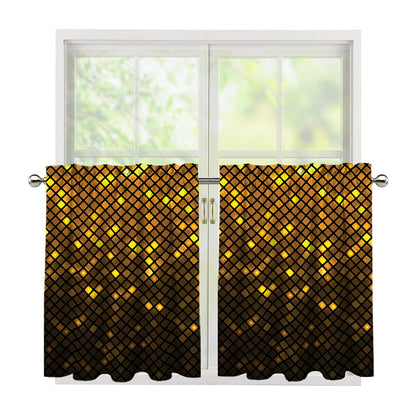 Gold Disco Lights Pattern Print Tier Curtains