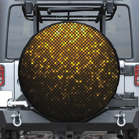 Gold Disco Lights Pattern Print Tire Cover