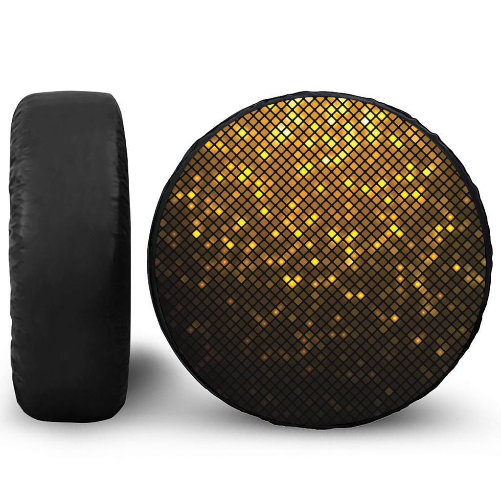 Gold Disco Lights Pattern Print Tire Cover