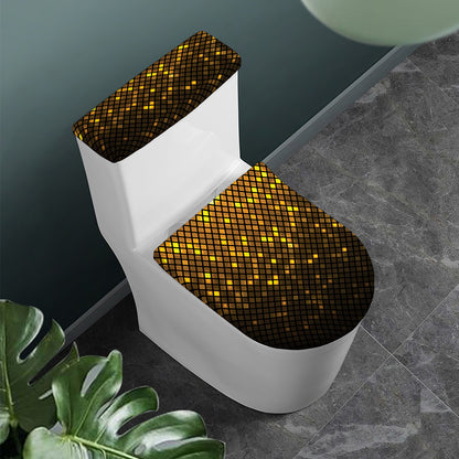 Gold Disco Lights Pattern Print Toilet Lid And Tank Cover Set