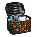 Gold Disco Lights Pattern Print Travel Makeup Bag