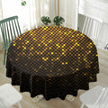 Gold Disco Lights Pattern Print Waterproof Round Tablecloth