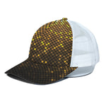 Gold Disco Lights Pattern Print White Mesh Trucker Cap