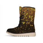Gold Disco Lights Pattern Print Winter Boots