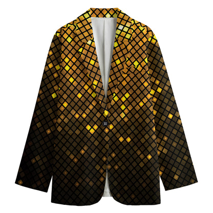 Gold Disco Lights Pattern Print Women's Blazer