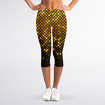 Gold Disco Lights Pattern Print Women's Capri Leggings