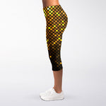 Gold Disco Lights Pattern Print Women's Capri Leggings