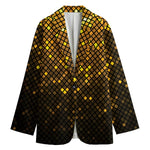 Gold Disco Lights Pattern Print Women's Cotton Blazer
