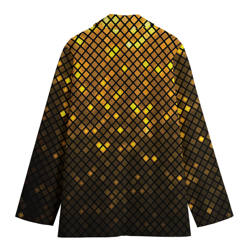 Gold Disco Lights Pattern Print Women's Cotton Blazer