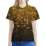 Gold Disco Lights Pattern Print Women's Polo Shirt