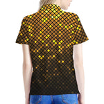 Gold Disco Lights Pattern Print Women's Polo Shirt